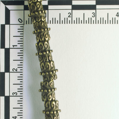 Pewter Beads, Brass Plated - 8" Strand