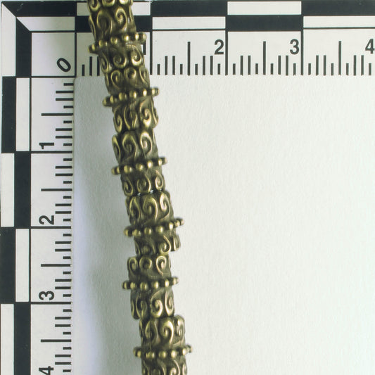 Pewter Beads, Brass Plated - 8" Strand