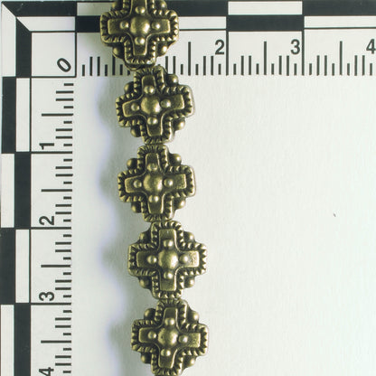 Pewter Beads, Brass Plated - 8" Strand