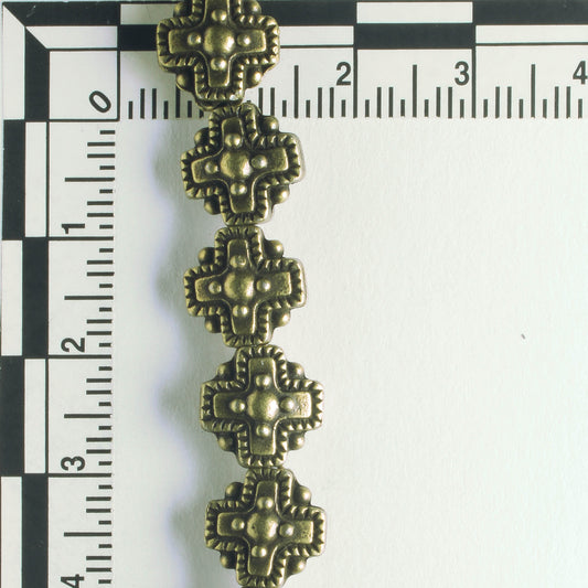 Pewter Beads, Brass Plated - 8" Strand