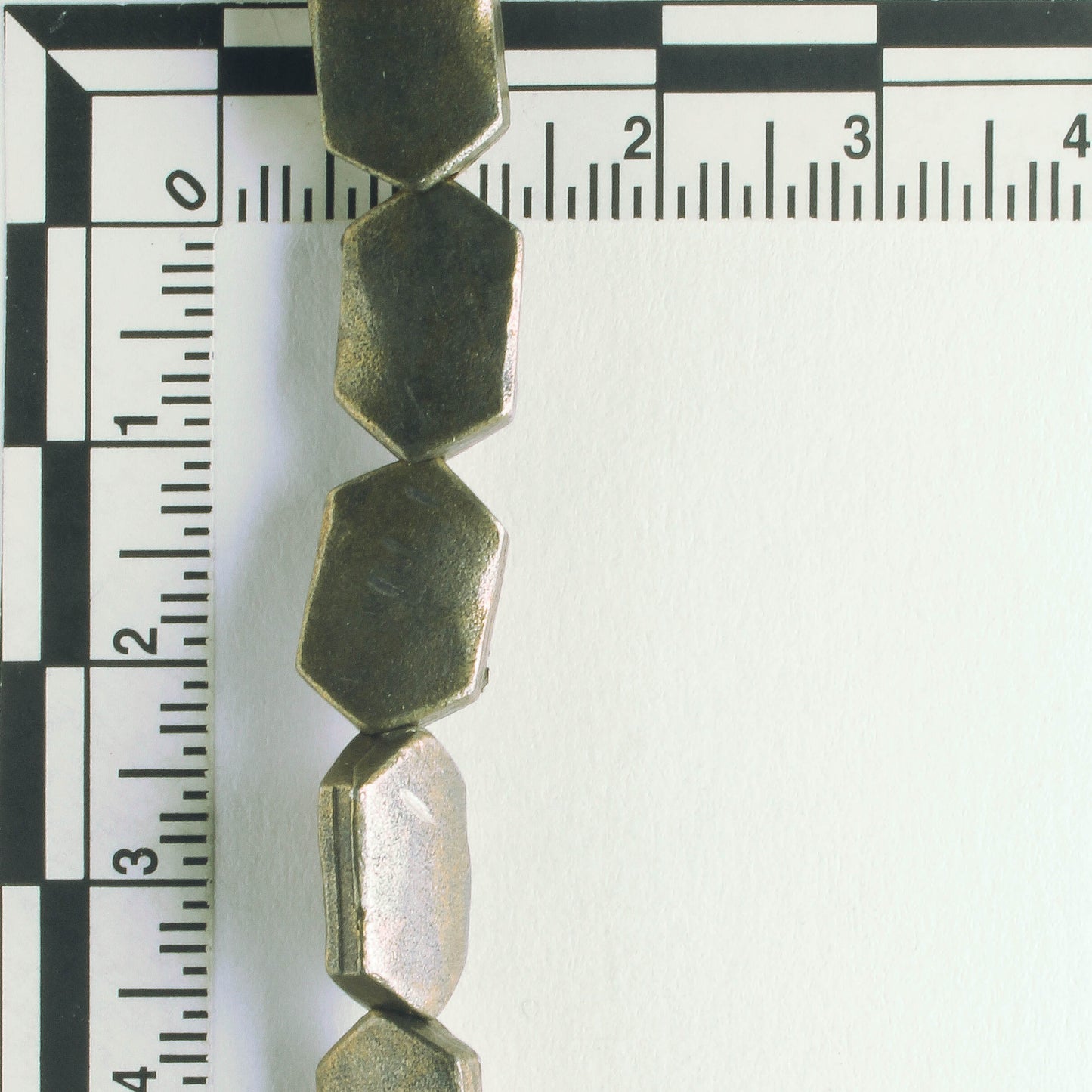 Pewter Beads, Brass Plated - 8" Strand