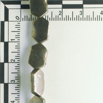 Pewter Beads, Brass Plated - 8" Strand