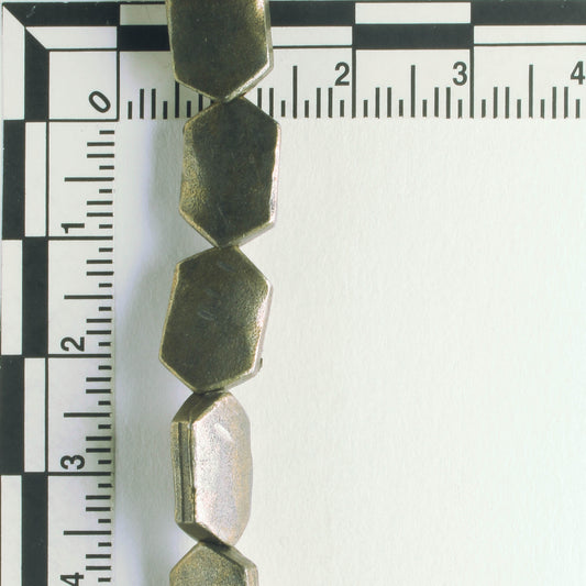 Pewter Beads, Brass Plated - 8" Strand