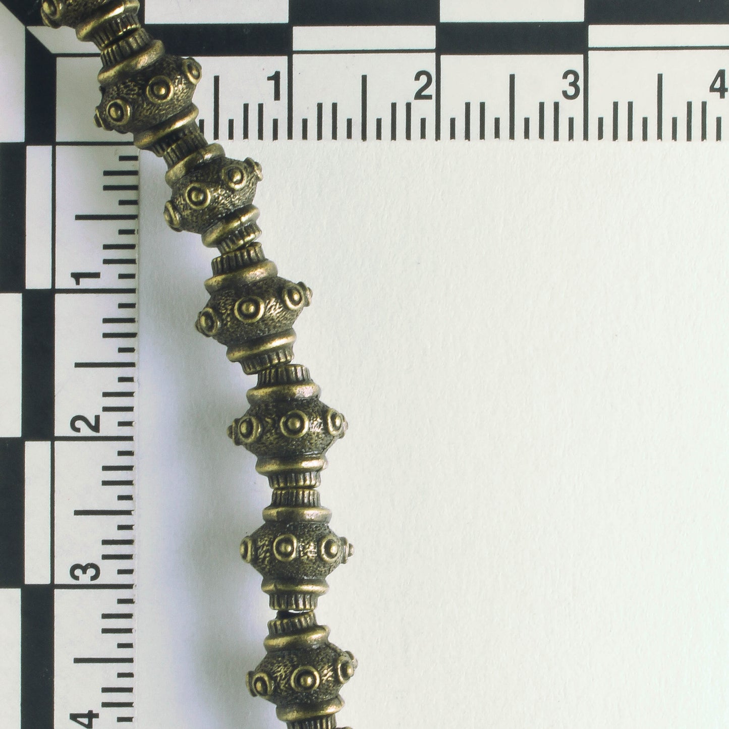 Pewter Beads, Brass Plated - 8" Strand