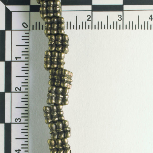 Pewter Beads, Brass Plated - 8" Strand