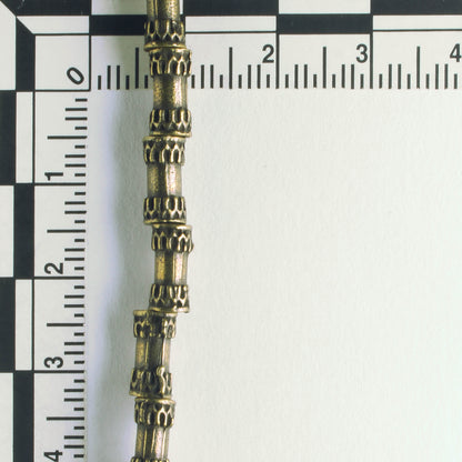 Pewter Beads, Brass Plated - 8" Strand