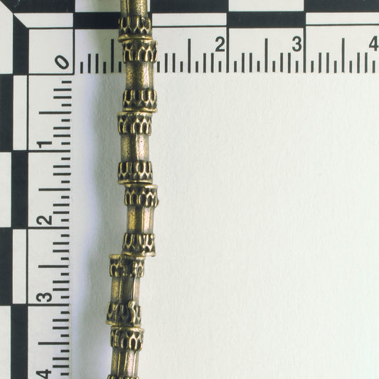 Pewter Beads, Brass Plated - 8" Strand