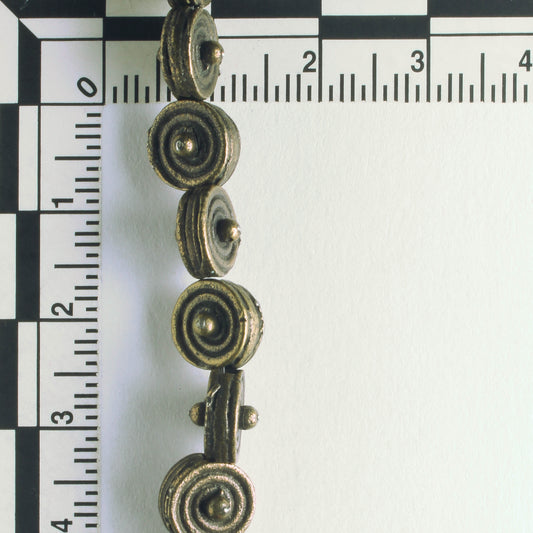 Pewter Beads, Brass Plated - 8" Strand