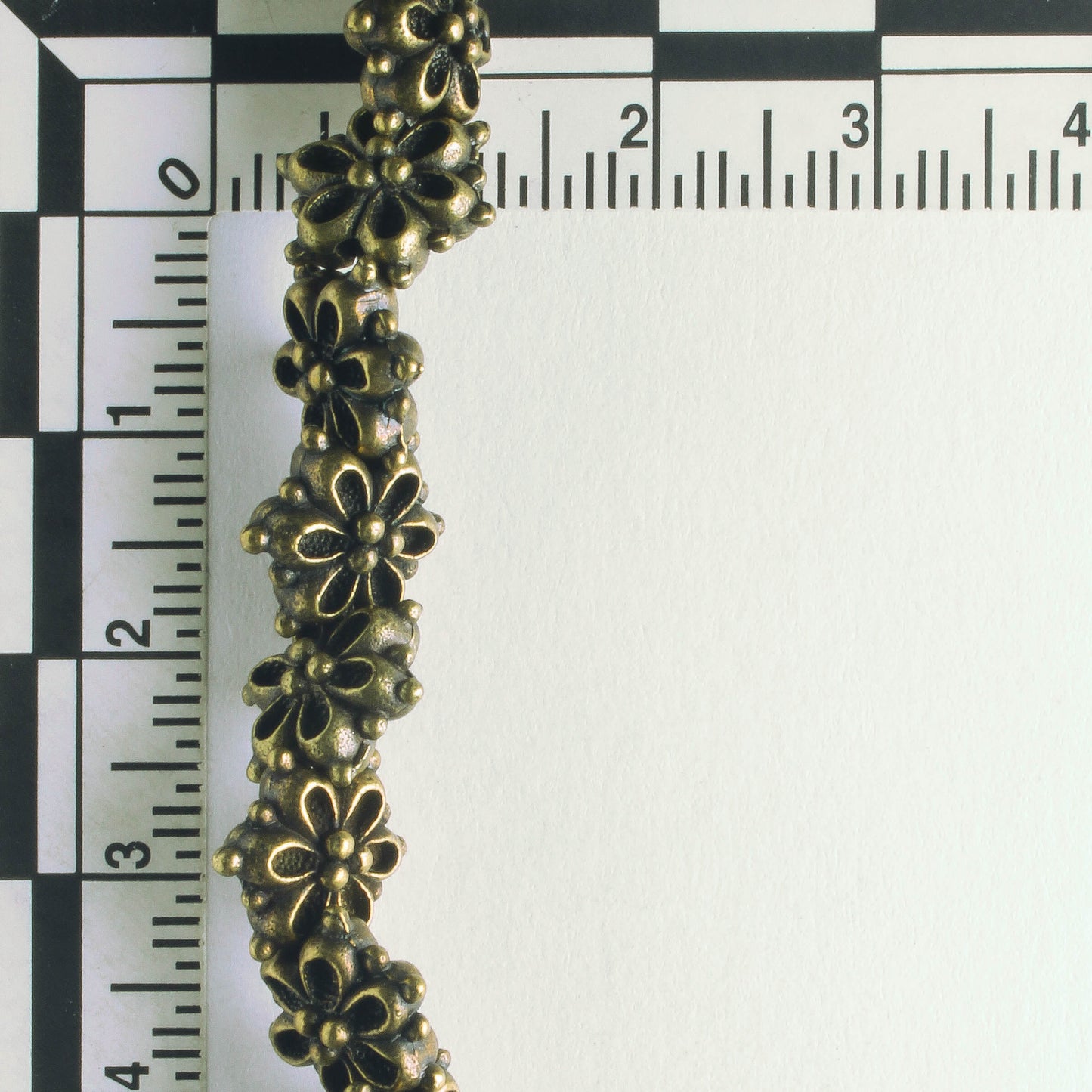 Pewter Beads, Brass Plated - 8" Strand
