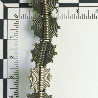 Pewter Beads, Brass Plated - 8" Strand
