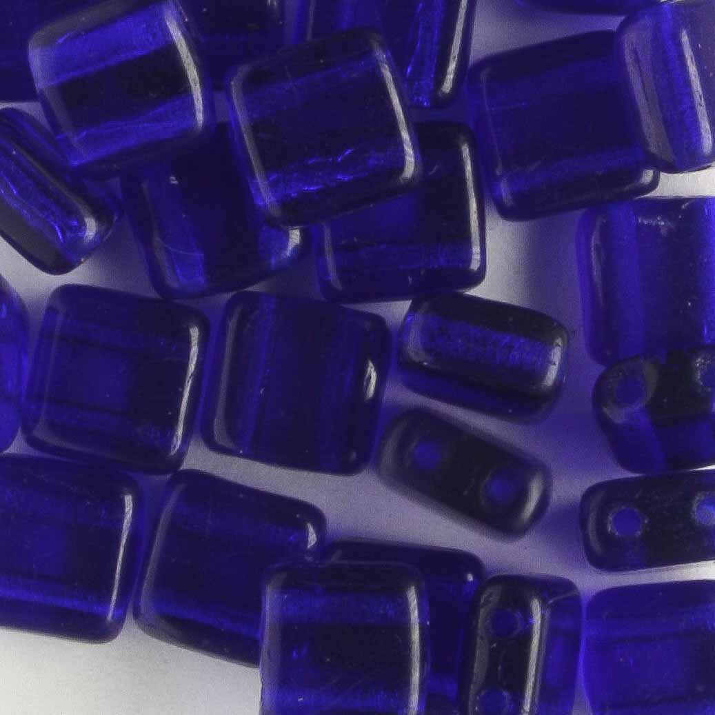 2 Hole Tile Cobalt - 25 beads