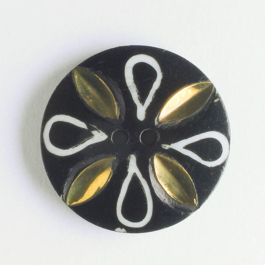 Button - Bone - Gold/Black