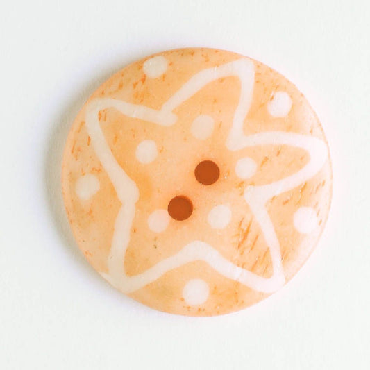 Button - Bone - Orange Star