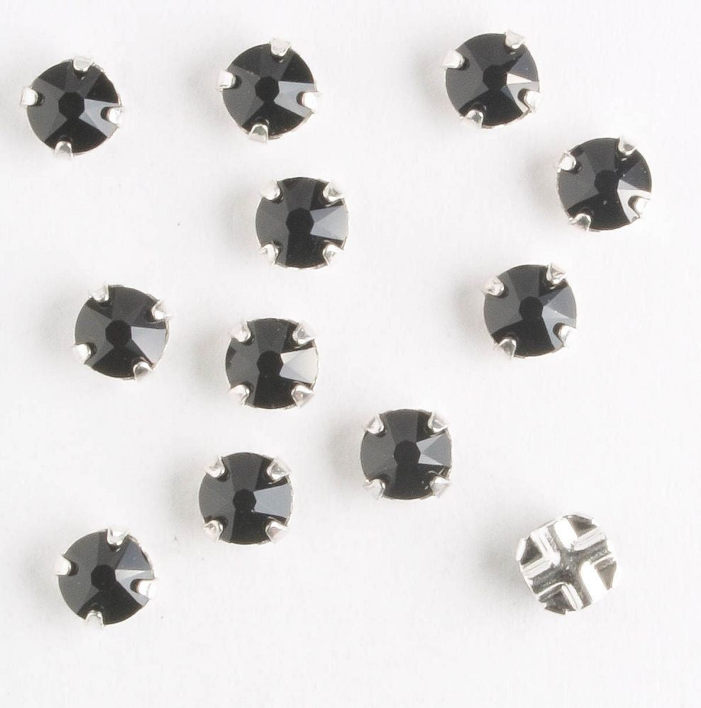 4mm Rose Montee Jet - qty 12