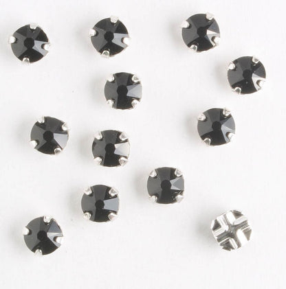 4mm Rose Montee Jet - qty 12