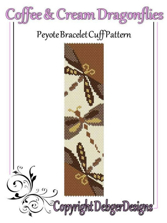 Coffee and Cream Dragonflies Bracelet Pattern - PDF