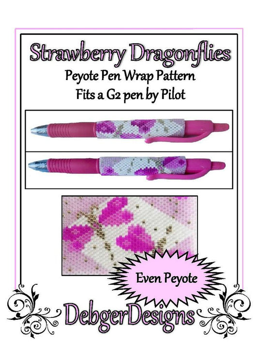 Strawberry Dragonflies Pen Wrap Pattern - PDF