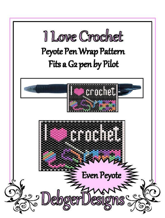 I Love Crochet Pen Wrap Pattern - PDF