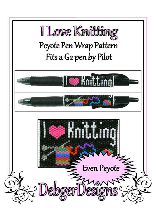 I love Knitting Pen Wrap Pattern - PDF