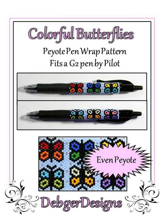 Colorful Butterflies Pen Wrap Pattern - PDF