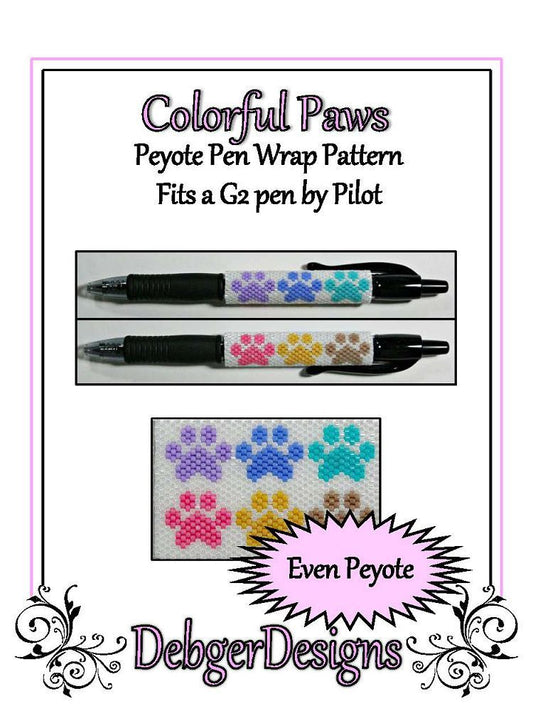 Colorful Paws Pen Wrap Pattern - PDF