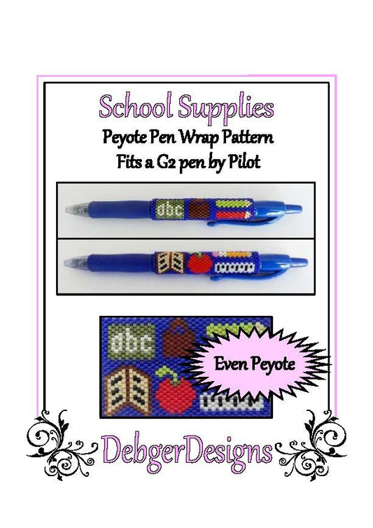School Supplies Pen Wrap Pattern - PDF