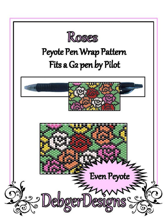 Roses Pen Wrap Pattern - PDF