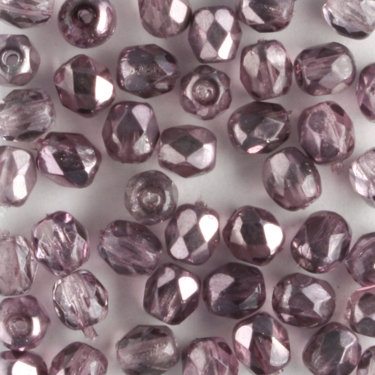 4mm Round Fire Polish Mirror Violet - 100 beads