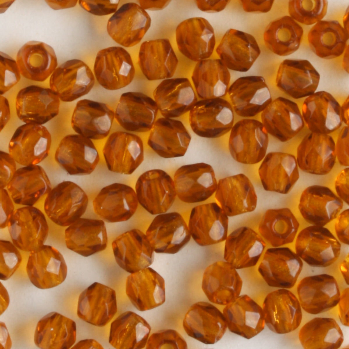 3mm Round Fire Polish Topaz Luster - 100 beads