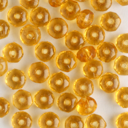 2x3mm Rondell Fire Polish Topaz - 100 beads