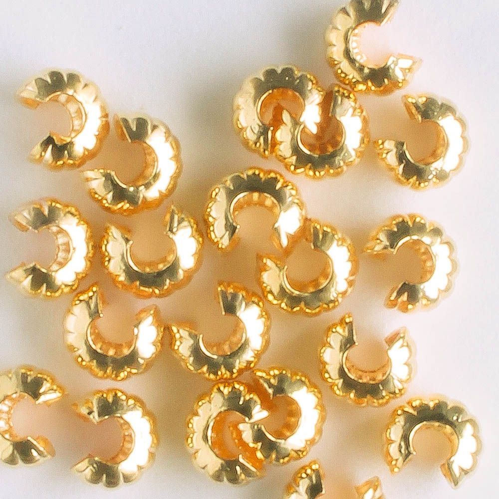 Crimp Cover 4mm Gold Corrugated - qty 20