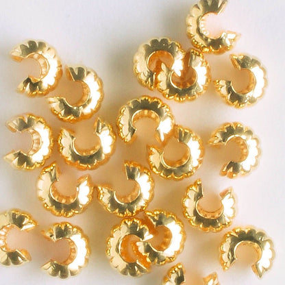 Crimp Cover 4mm Gold Corrugated - qty 20
