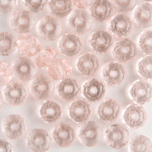 2x3mm Rondell Fire Polish Rose Pink - 100 beads