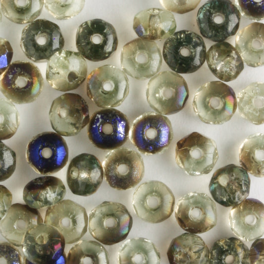 2x3mm Rondell Fire Polish Jonquil Azuro - 100 beads