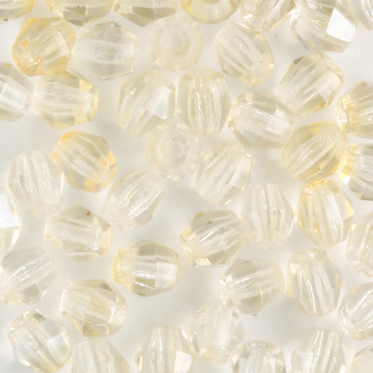 4mm Mushroom Firepolish Clear with a Hint of Citrine - 100 beads