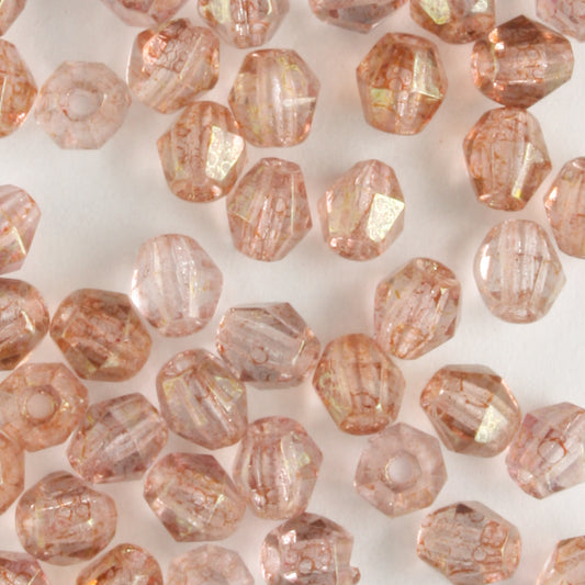 4mm Mushroom Firepolish Rose Pink - 100 beads