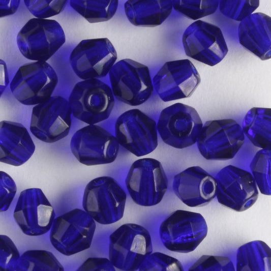 4mm Mushroom Firepolish Sapphire Blue - 100 beads