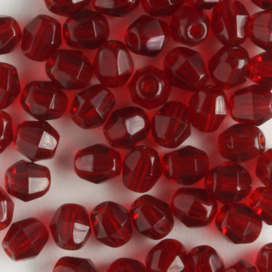 4mm Mushroom Firepolish Garnet Red - 100 beads