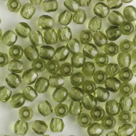 2mm Round Firepolish Olive Green - 100 beads