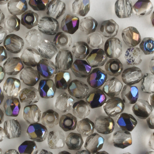 3mm Round Fire Polish Clear Azuro - 100 beads