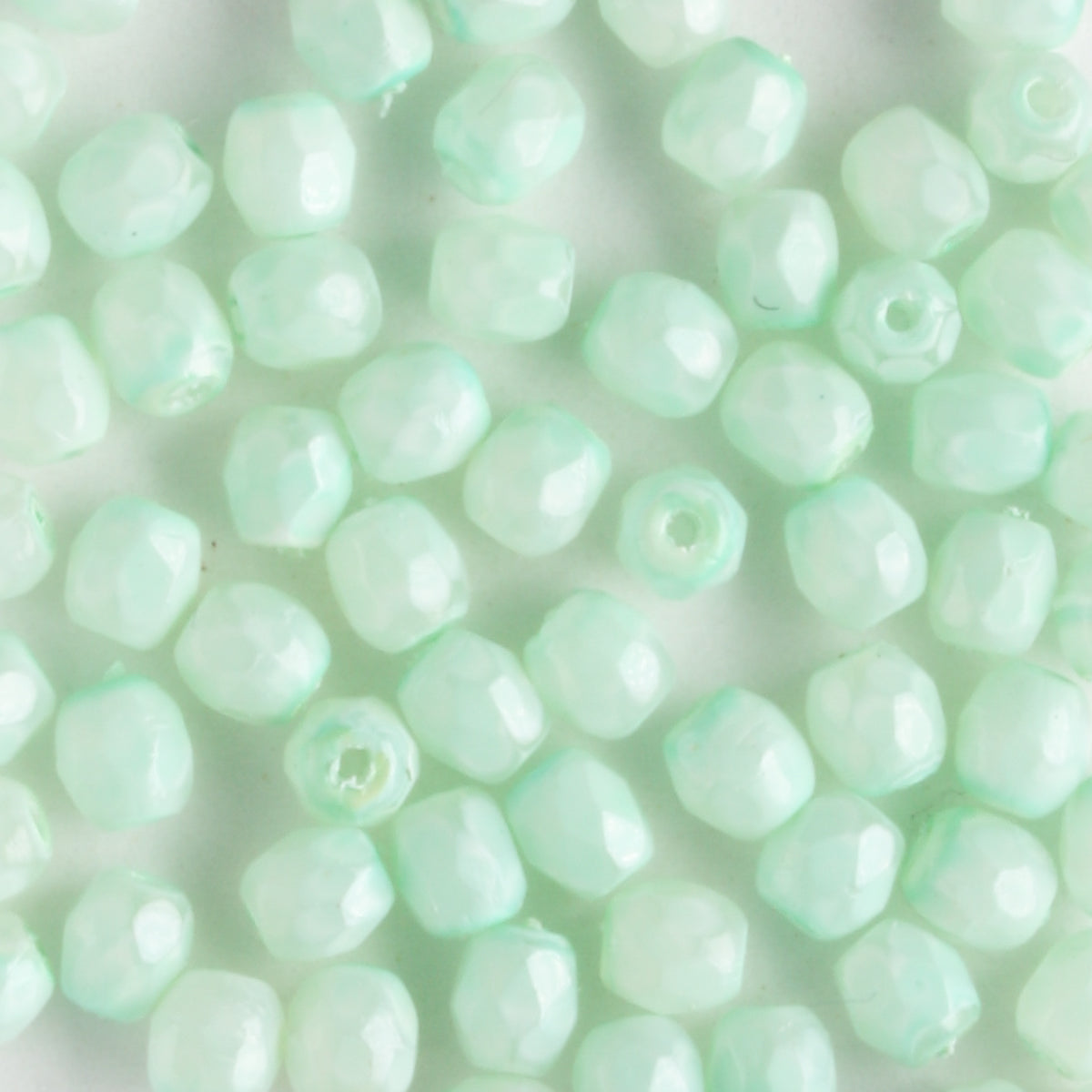 3mm Round Fire Polish Opal Luster Mint - 100 beads