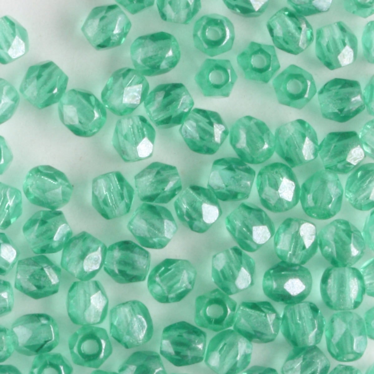 3mm Round Fire Polish Green Zircone Luster - 100 beads