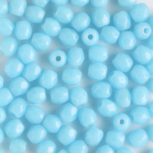 3mm Round Fire Polish Turquoise - 100 beads