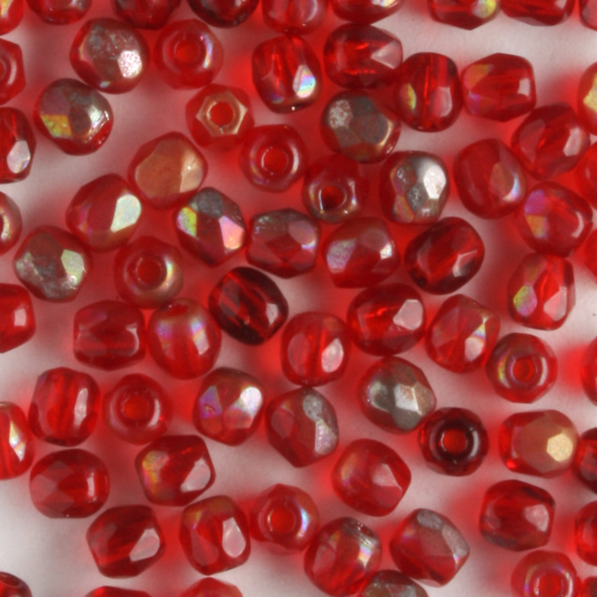 3mm Round Fire Polish Ruby Red Celsian - 100 beads