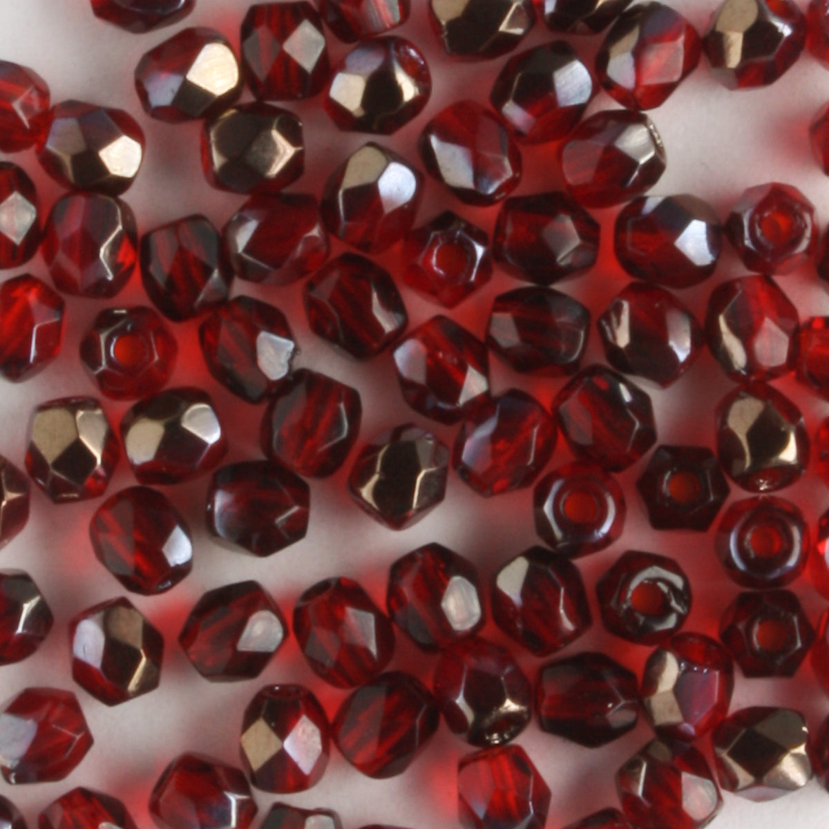 3mm Round Fire Polish Ruby Red Valentinite - 100 beads