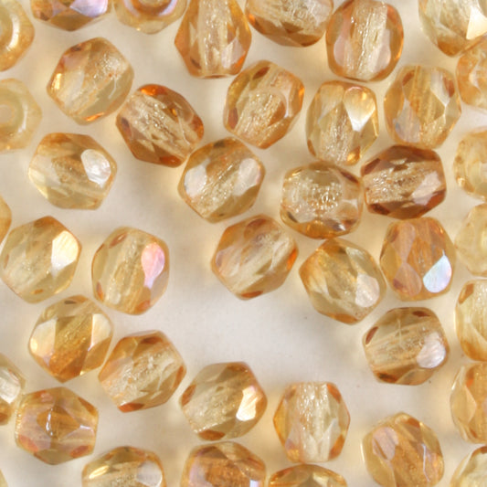 4mm Round Fire Polish Jonquil Celsian - 100 beads