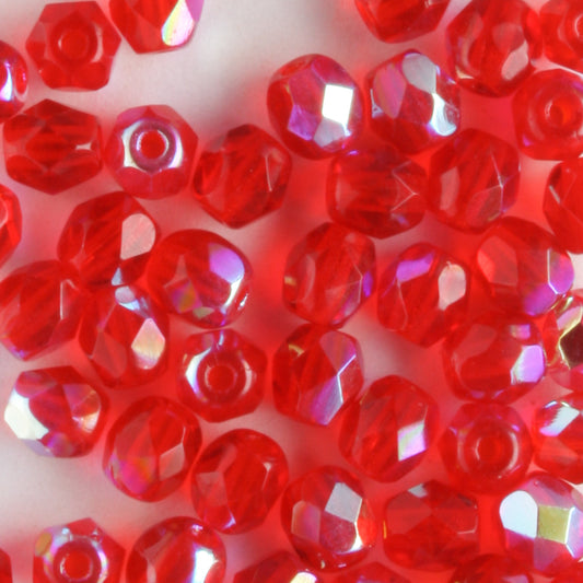 4mm Round Fire Polish Hyacinth AB - 100 beads