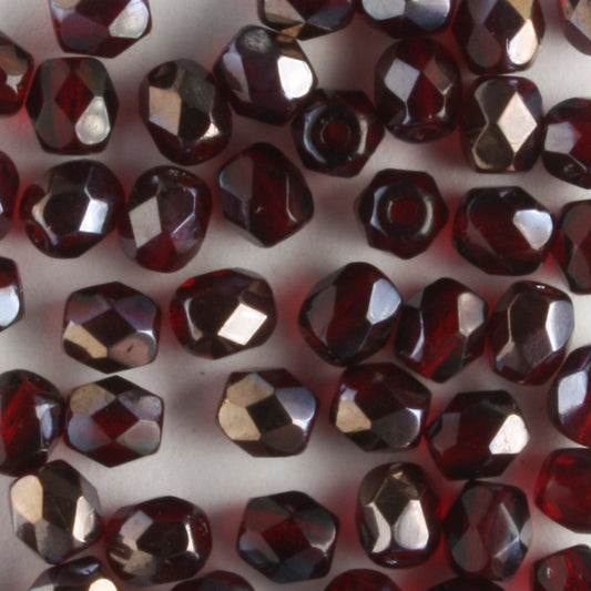 4mm Round Fire Polish Garnet Valentinite - 100 beads