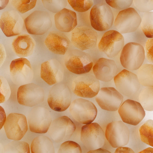 4mm Round Fire Polish Evalina Topaz - 100 beads