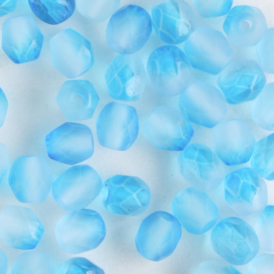 4mm Round Fire Polish Evalina Blue - 100 beads